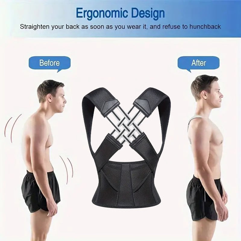 Adjustable Back Brace Posture Corrector for Women and Men, Upper and Lower Full Back Support