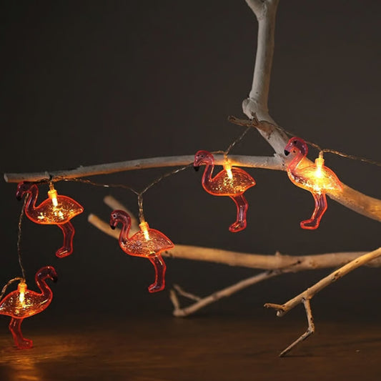 Battery Powered Pink Flamingo String Warm White Color Lights