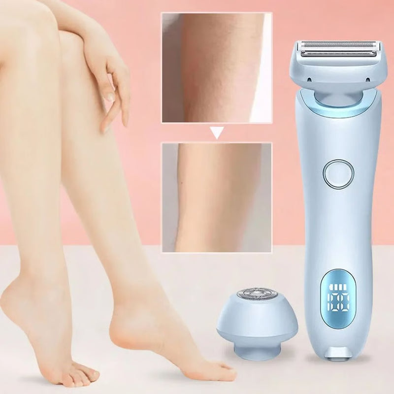 Women Electric Epilator 2 in 1, Waterproof Rechargeable Bikini Trimmer for Pubic, Legs, Underarms & Face Hair Removal