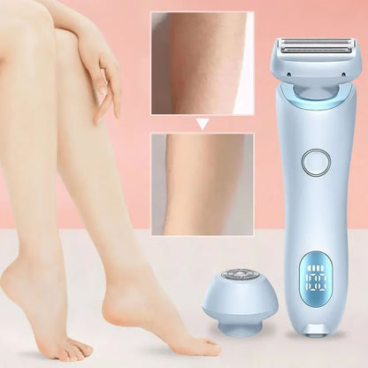 Women Electric Epilator 2 in 1, Waterproof Rechargeable Bikini Trimmer for Pubic, Legs, Underarms & Face Hair Removal
