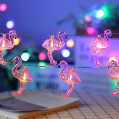 Battery Powered Pink Flamingo String Warm White Color Lights