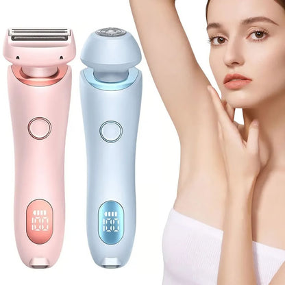 Women Electric Epilator 2 in 1, Waterproof Rechargeable Bikini Trimmer for Pubic, Legs, Underarms & Face Hair Removal