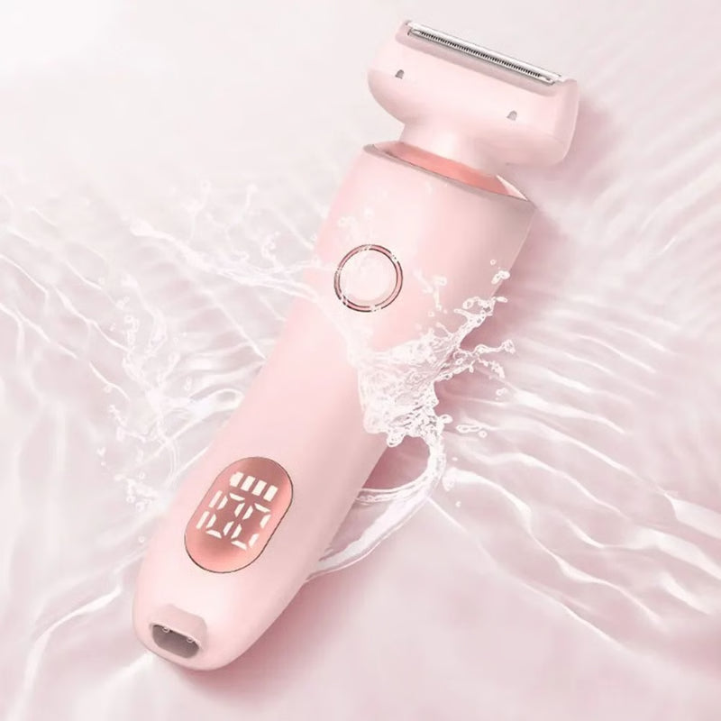 Women Electric Epilator 2 in 1, Waterproof Rechargeable Bikini Trimmer for Pubic, Legs, Underarms & Face Hair Removal